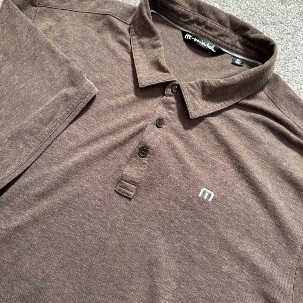 Travis Mathew Polo Shirt Mens XXL Brown Pima Cotton Golf Athleisure Classic